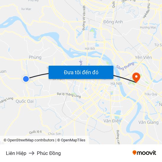 Liên Hiệp to Phúc Đồng map