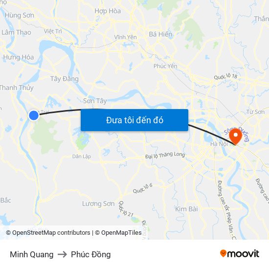 Minh Quang to Phúc Đồng map