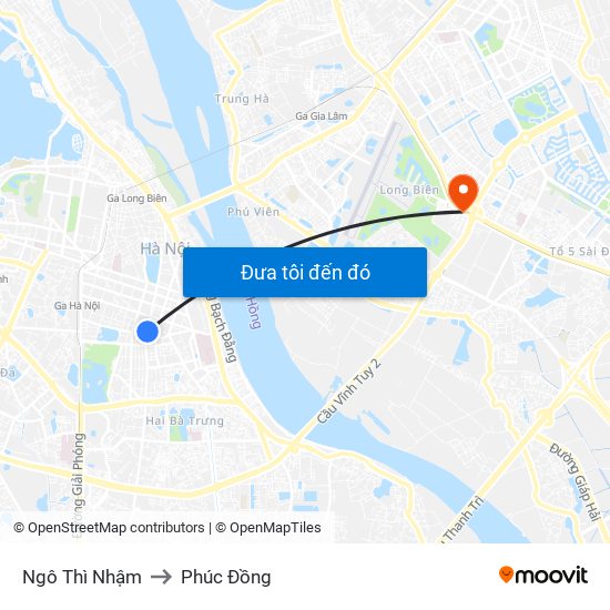 Ngô Thì Nhậm to Phúc Đồng map