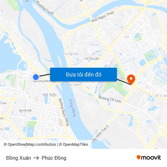 Đồng Xuân to Phúc Đồng map