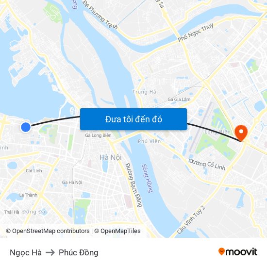 Ngọc Hà to Phúc Đồng map