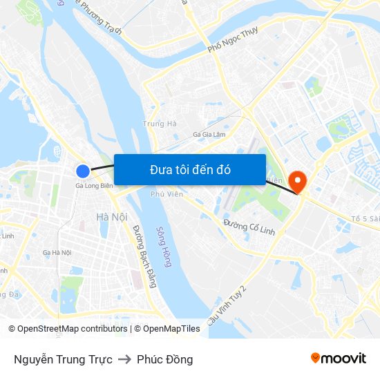 Nguyễn Trung Trực to Phúc Đồng map