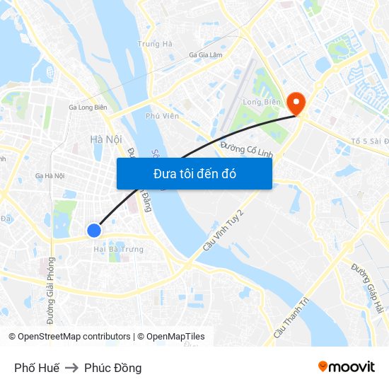 Phố Huế to Phúc Đồng map