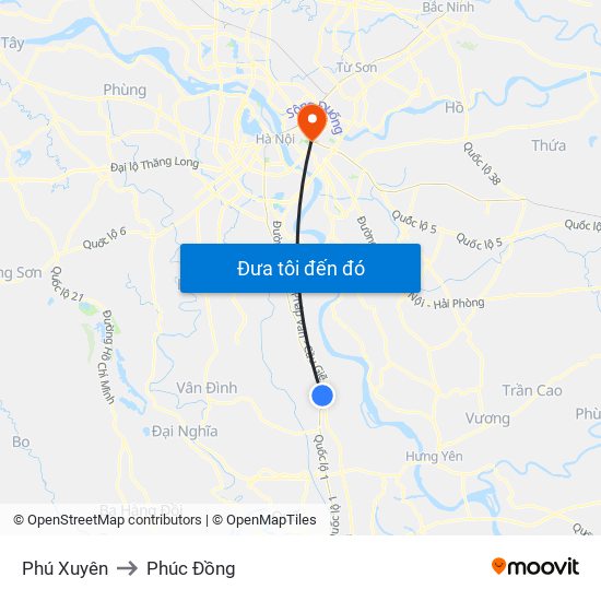 Phú Xuyên to Phúc Đồng map