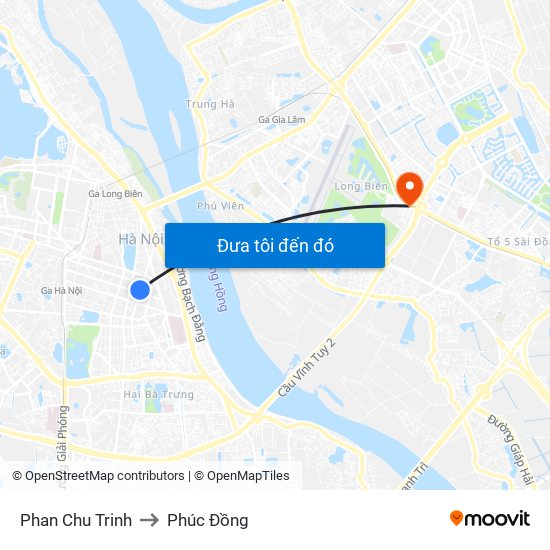 Phan Chu Trinh to Phúc Đồng map