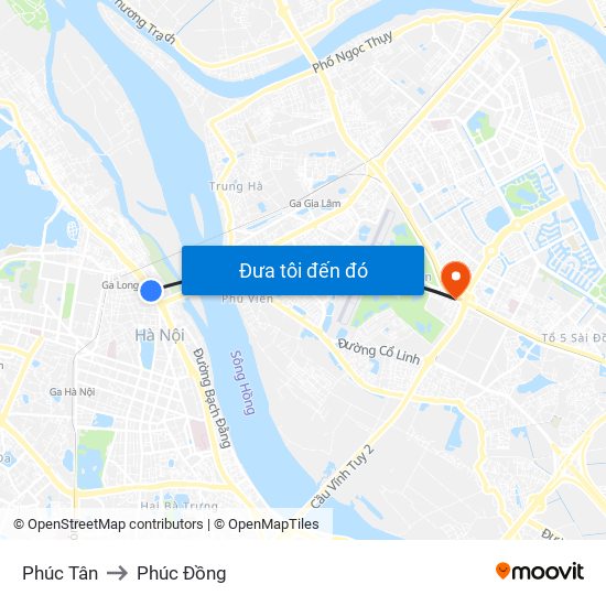 Phúc Tân to Phúc Đồng map