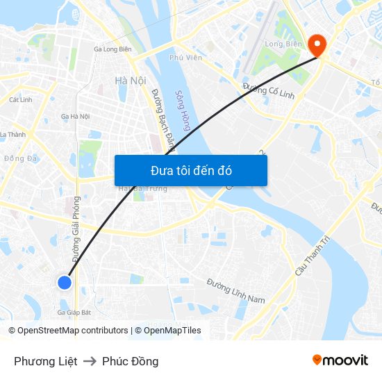 Phương Liệt to Phúc Đồng map