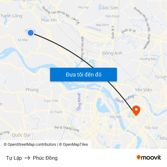 Tự Lập to Phúc Đồng map