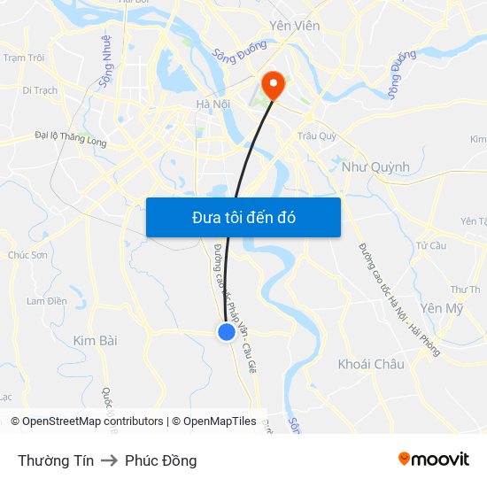 Thường Tín to Phúc Đồng map