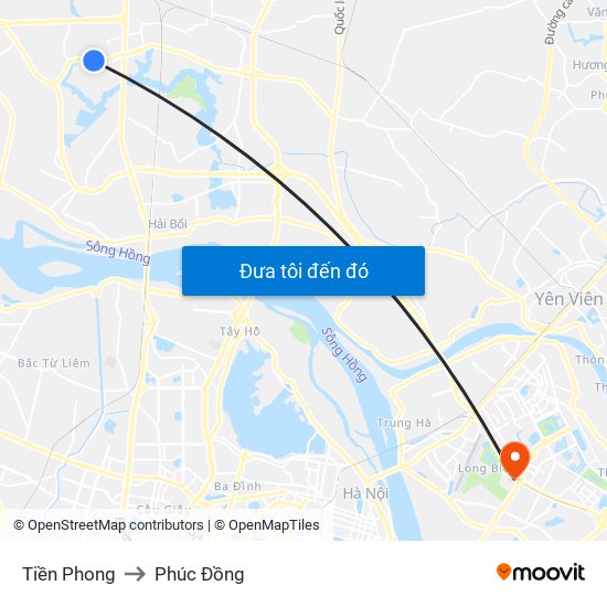 Tiền Phong to Phúc Đồng map