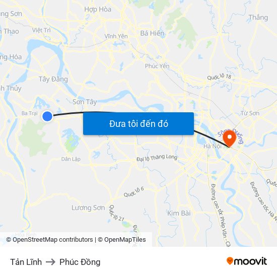 Tản Lĩnh to Phúc Đồng map