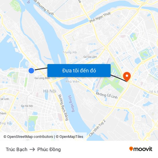 Trúc Bạch to Phúc Đồng map