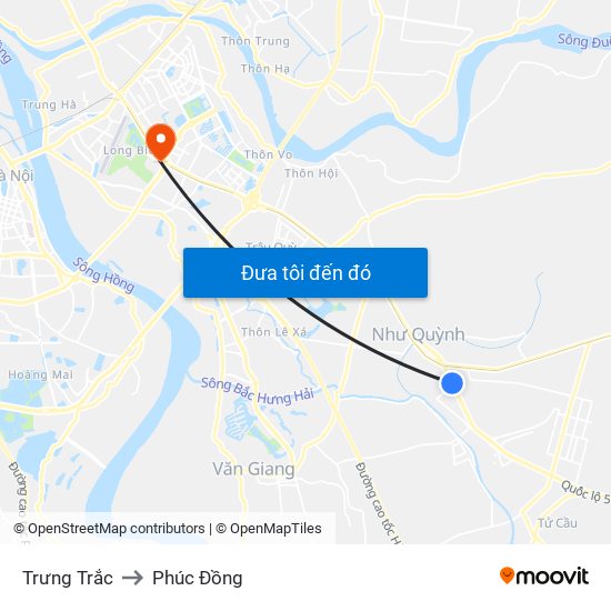 Trưng Trắc to Phúc Đồng map