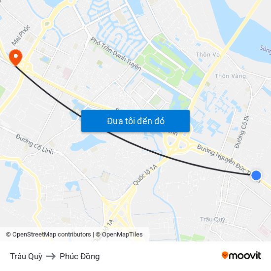 Trâu Quỳ to Phúc Đồng map