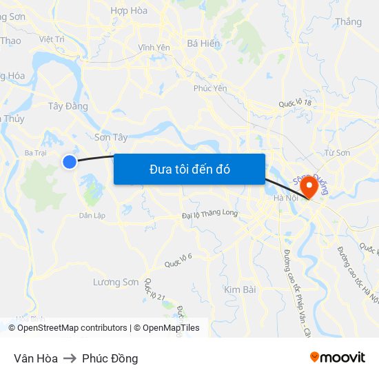 Vân Hòa to Phúc Đồng map