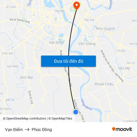 Vạn Điểm to Phúc Đồng map