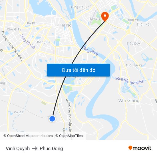 Vĩnh Quỳnh to Phúc Đồng map