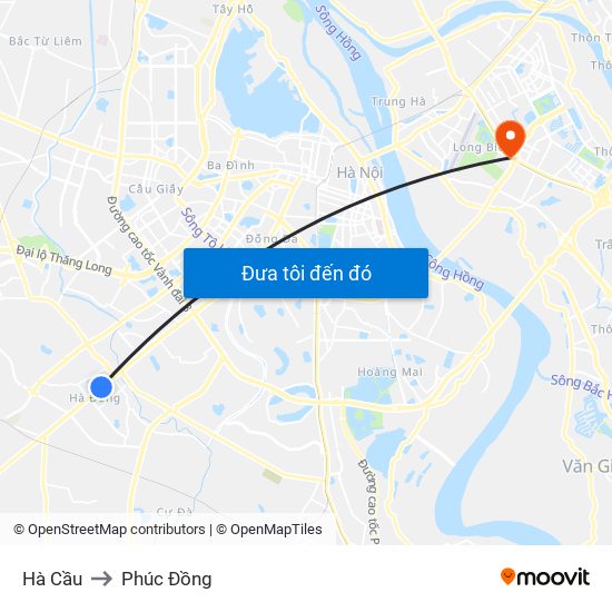 Hà Cầu to Phúc Đồng map