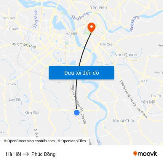 Hà Hồi to Phúc Đồng map