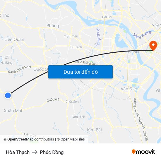 Hòa Thạch to Phúc Đồng map