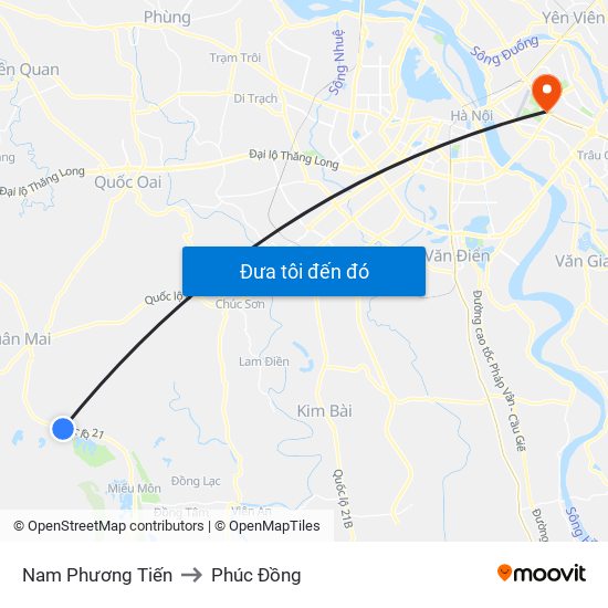 Nam Phương Tiến to Phúc Đồng map