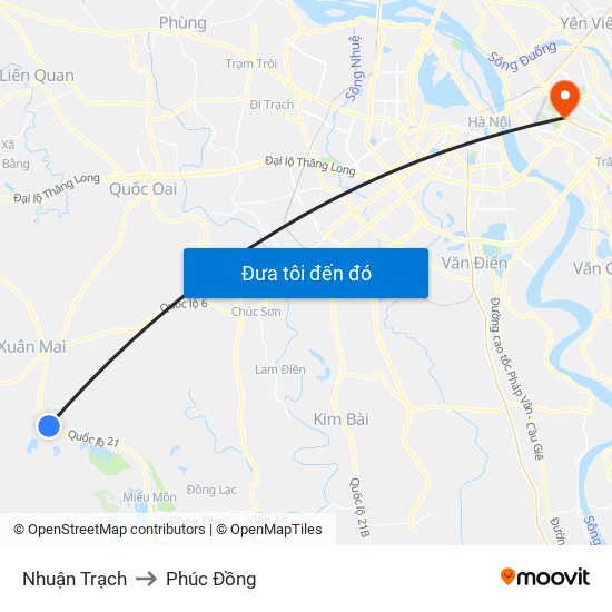 Nhuận Trạch to Phúc Đồng map