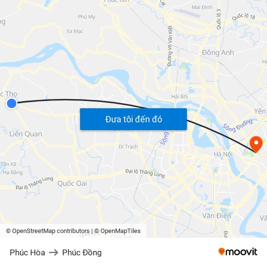 Phúc Hòa to Phúc Đồng map