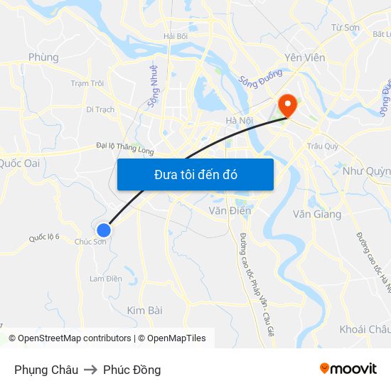 Phụng Châu to Phúc Đồng map