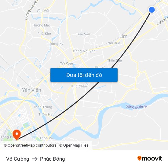 Võ Cường to Phúc Đồng map