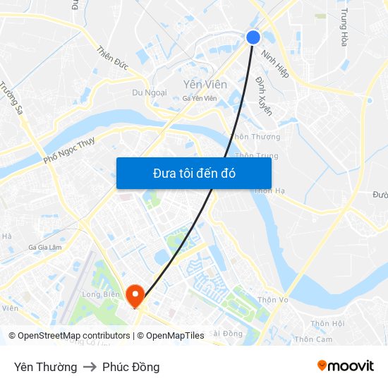 Yên Thường to Phúc Đồng map