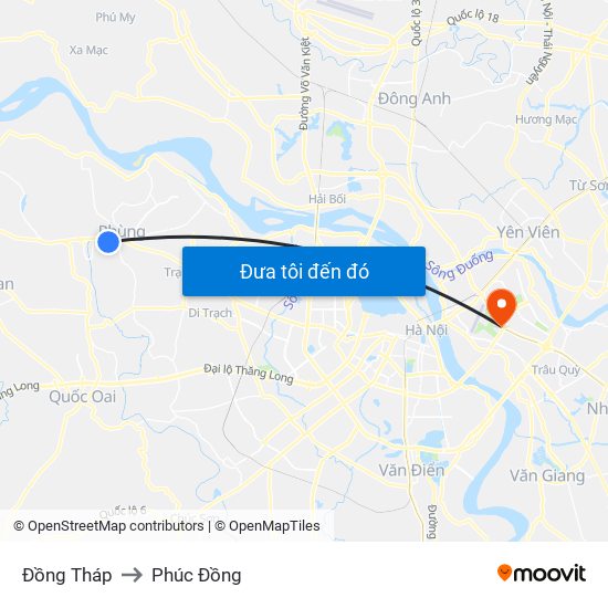 Đồng Tháp to Phúc Đồng map