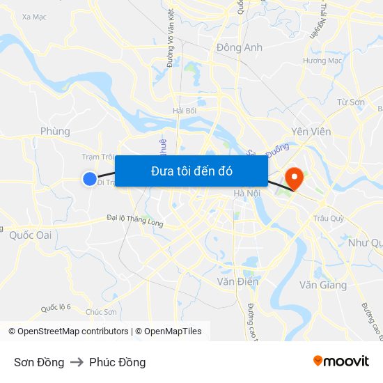 Sơn Đồng to Phúc Đồng map