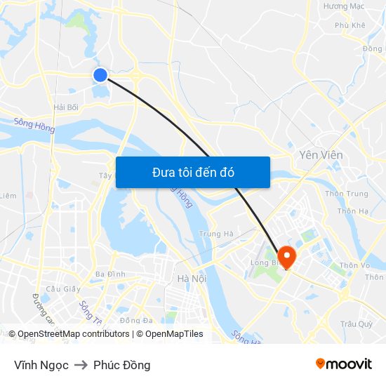 Vĩnh Ngọc to Phúc Đồng map