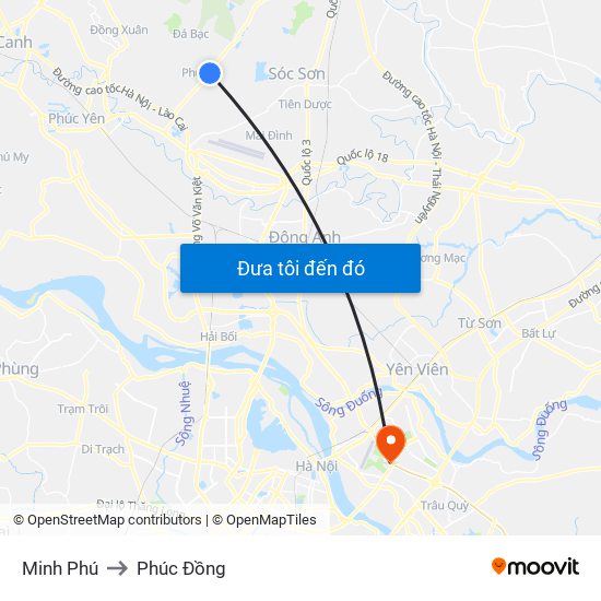 Minh Phú to Phúc Đồng map