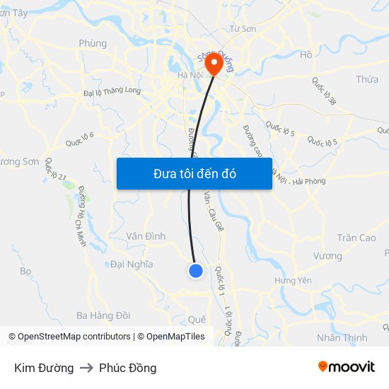 Kim Đường to Phúc Đồng map
