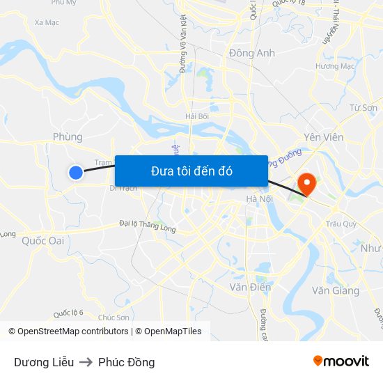 Dương Liễu to Phúc Đồng map