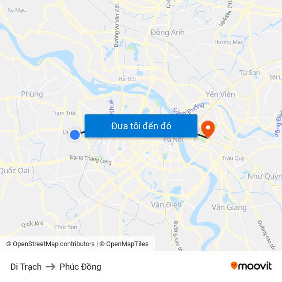 Di Trạch to Phúc Đồng map