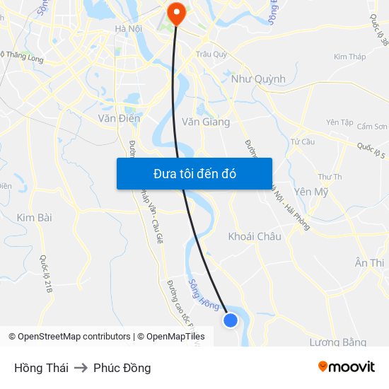 Hồng Thái to Phúc Đồng map