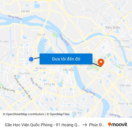 Gần Học Viện Quốc Phòng - 91 Hoàng Quốc Việt to Phúc Đồng map