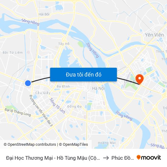 Đại Học Thương Mại - Hồ Tùng Mậu (Cột Sau) to Phúc Đồng map