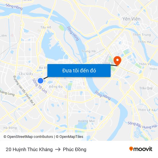 20 Huỳnh Thúc Kháng to Phúc Đồng map