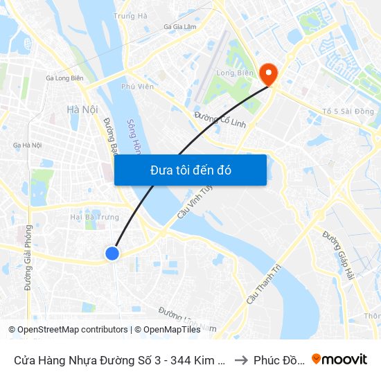 Cửa Hàng Nhựa Đường Số 3 - 344 Kim Ngưu to Phúc Đồng map