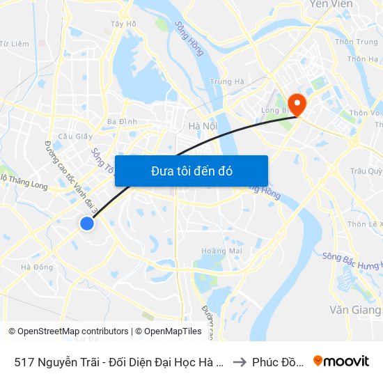 517 Nguyễn Trãi - Đối Diện Đại Học Hà Nội to Phúc Đồng map