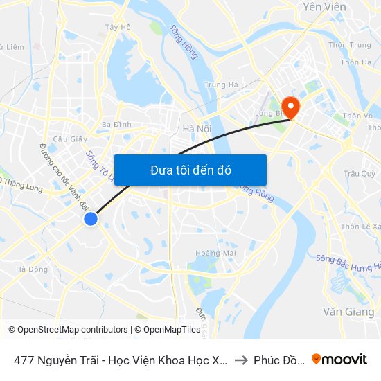 477 Nguyễn Trãi - Học Viện Khoa Học Xã Hội to Phúc Đồng map