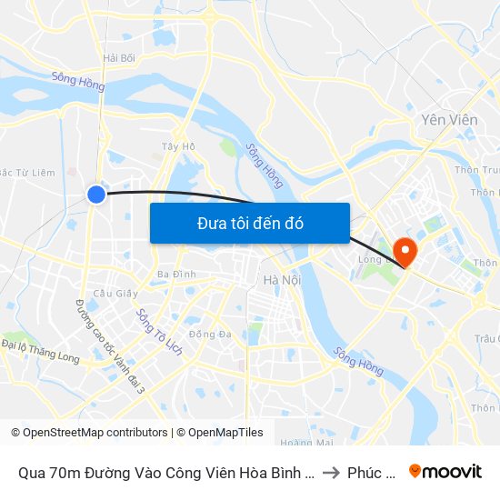 Qua 70m Đường Vào Công Viên Hòa Bình - Phạm Văn Đồng to Phúc Đồng map