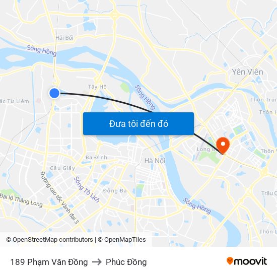 189 Phạm Văn Đồng to Phúc Đồng map