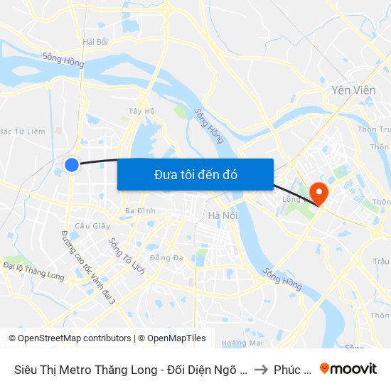 Siêu Thị Metro Thăng Long - Đối Diện Ngõ 599 Phạm Văn Đồng to Phúc Đồng map