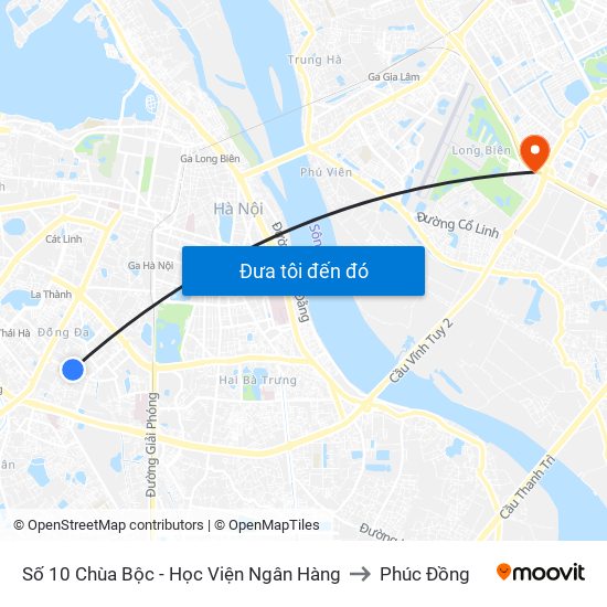 Công Ty In Thương Mại & Dịch Vụ Ngân Hàng - Số 10 Chùa Bộc to Phúc Đồng map