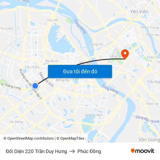 Đối Diện 220 Trần Duy Hưng to Phúc Đồng map
