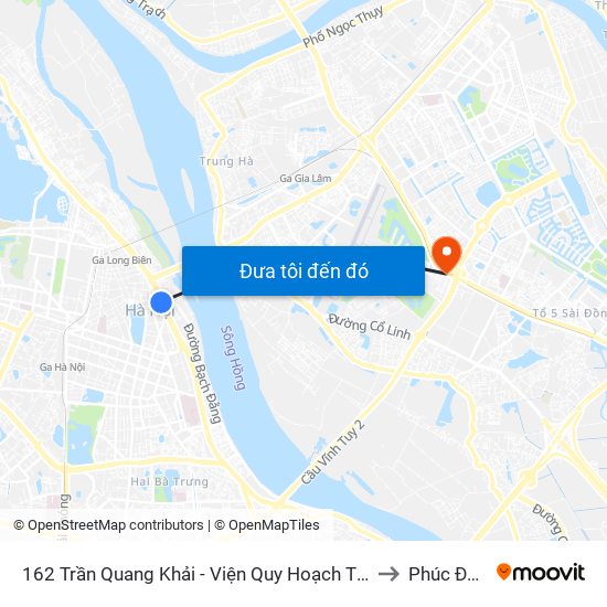 162 Trần Quang Khải - Viện Quy Hoạch Thủy Lợi to Phúc Đồng map